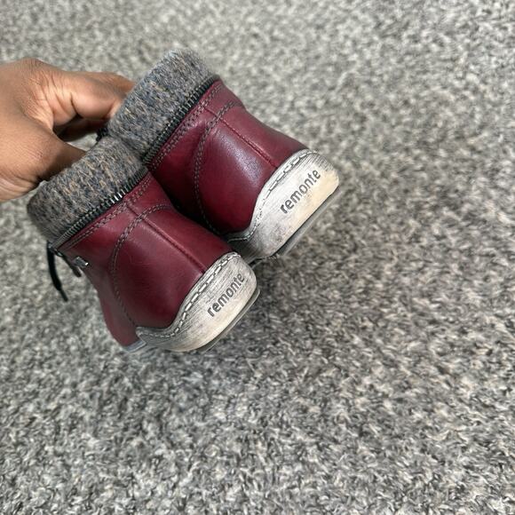 Remonte Burgundy Liv 73 Leather High Top Sneaker Ankle Boot Zip Lace 38 US 7 - Picture 9 of 9